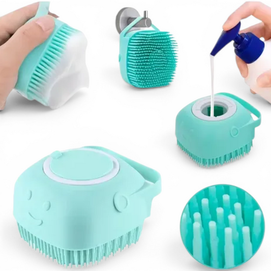 Cepillo de baño y dispensador de shampoo