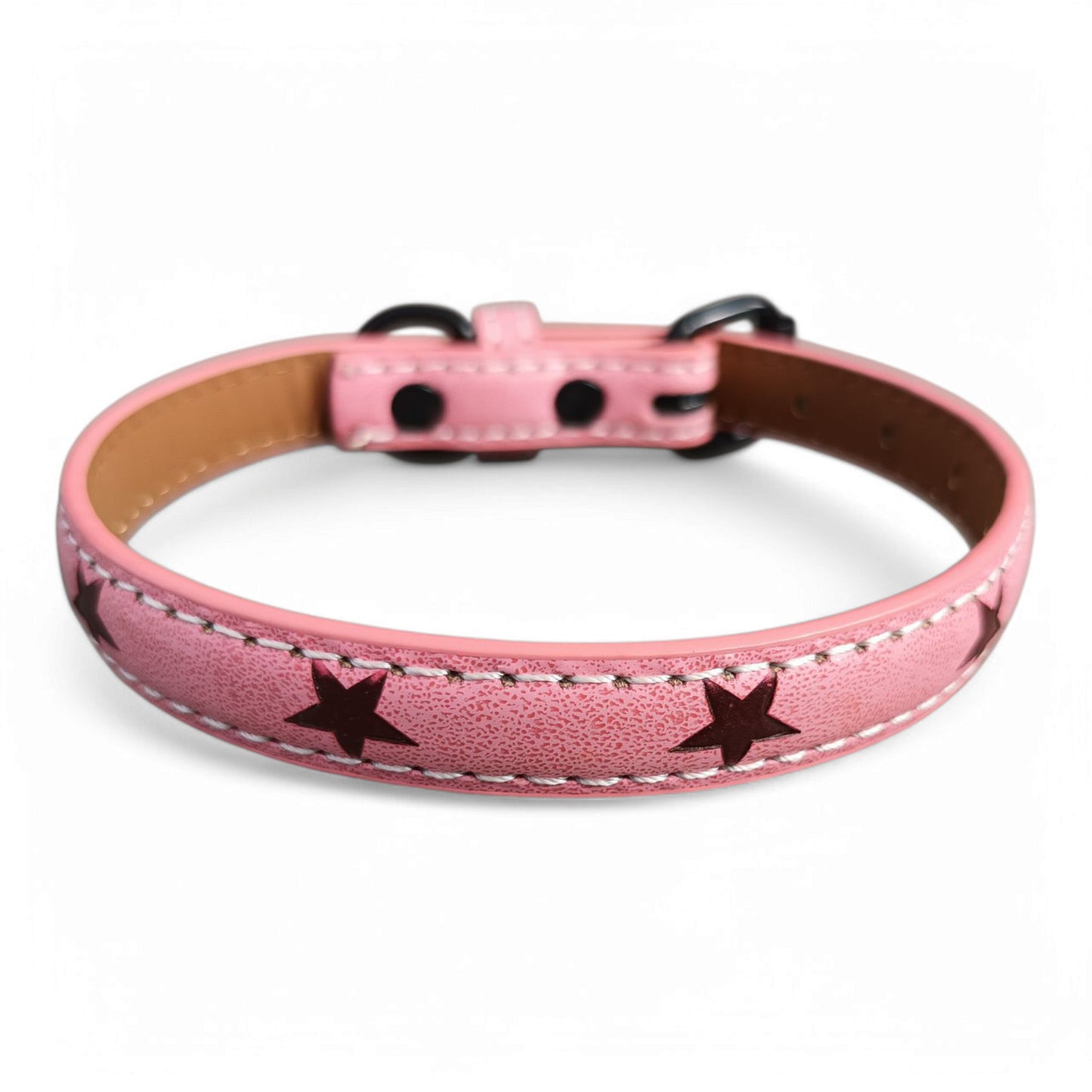 Collar ecocuero estrellas negras