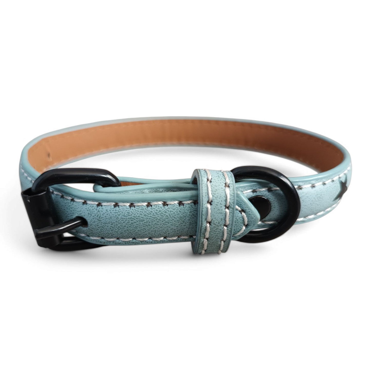 Collar ecocuero estrellas negras