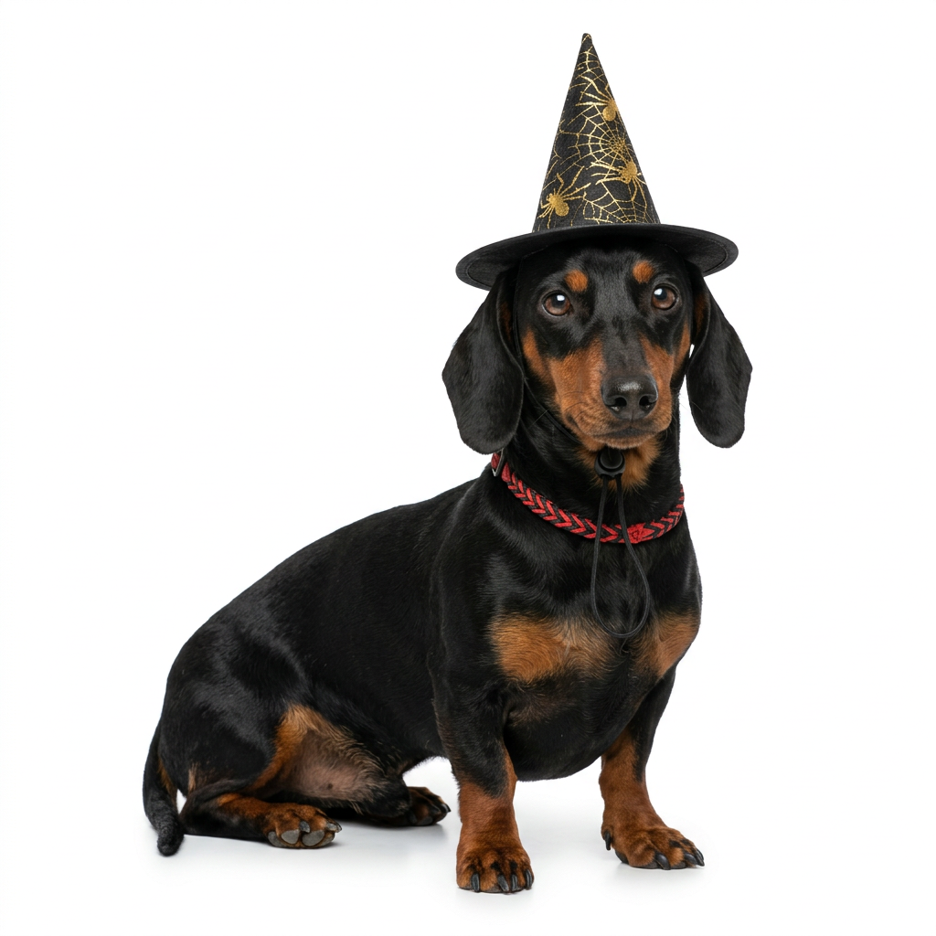Max con sombrero de bruja