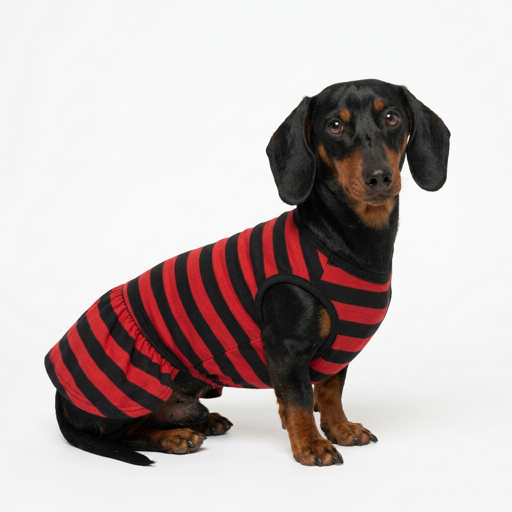 Max modelando vestido Freddy Krueger acostado